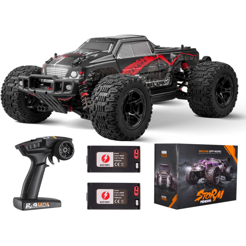 VEVOR Ferngesteuertes Auto, Maßstab 1:10, RC-Auto, All Terrain 4WD Offroad-Monstertruck mit 45° Wheelie & 2 Batterien, 38 km/h