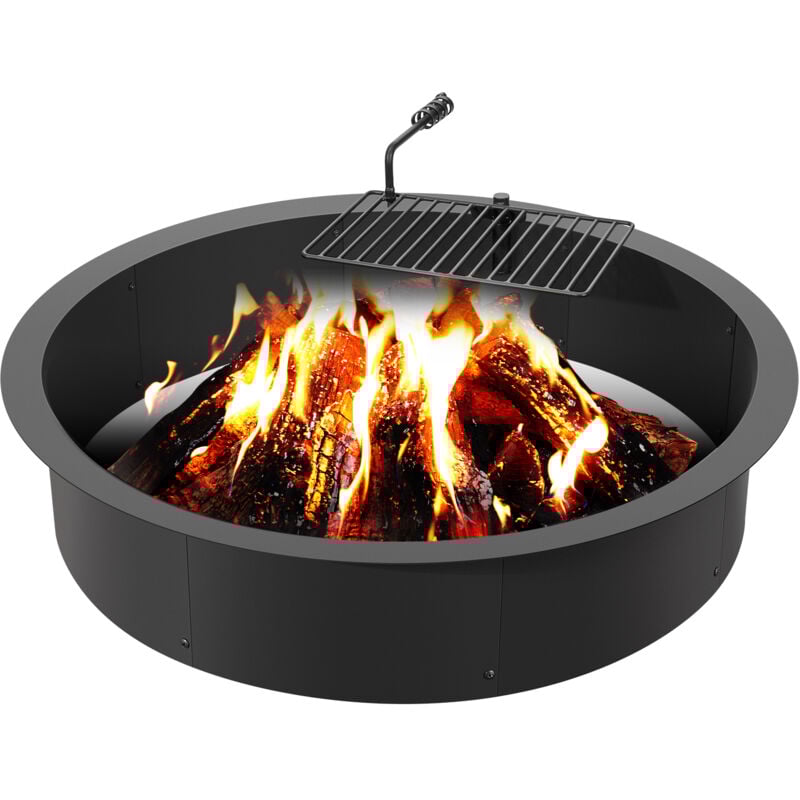 Feuerstellenkreis, Grill-Feuerring-Kombination, 40 Zoll Außendurchmesser/36 Zoll Innendurchmesser, 8,5 Zoll hoch, Konstruktion aus Karbonstahl,