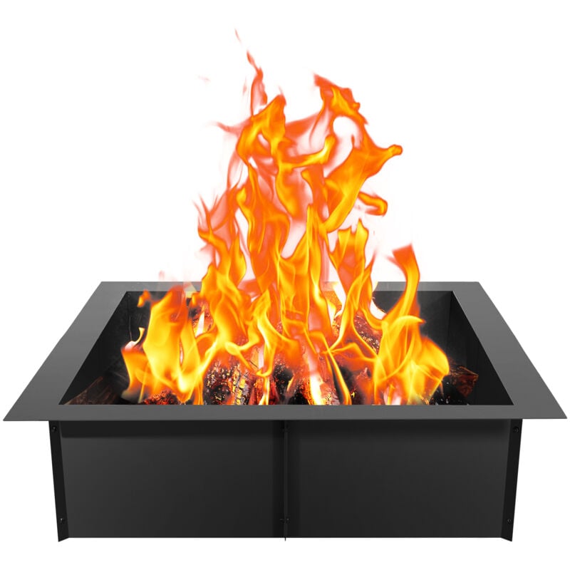 Feuerstellenring, 36 x 36 Zoll Außendurchmesser/30 x 30 Zoll Innendurchmesser, 10 Zoll hohe quadratische Feuerstelleneinlage, robuste Auskleidung aus