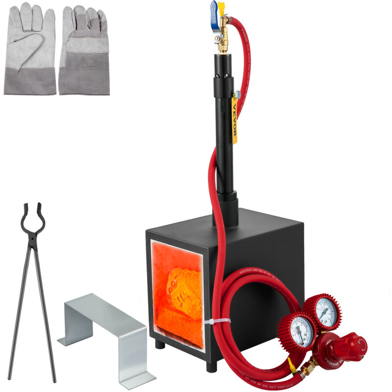 Gas schmiedeofen 1350 °c, Brenner Schmiede aus Eisen 6 l, Schmiedeofen ein Brenner, Auskleidung mit Aluminiumsilikatfaser, Metallschmiede Max.