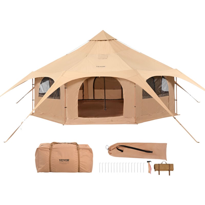 Mophorn - vevor Glockenzelt 5 x 2,8 m Jurten Zelt TC-Baumwolle und robusten Eisenstangen mit einer Bodenplane aus Oxford-Stoff Campingzelt 8 Personen