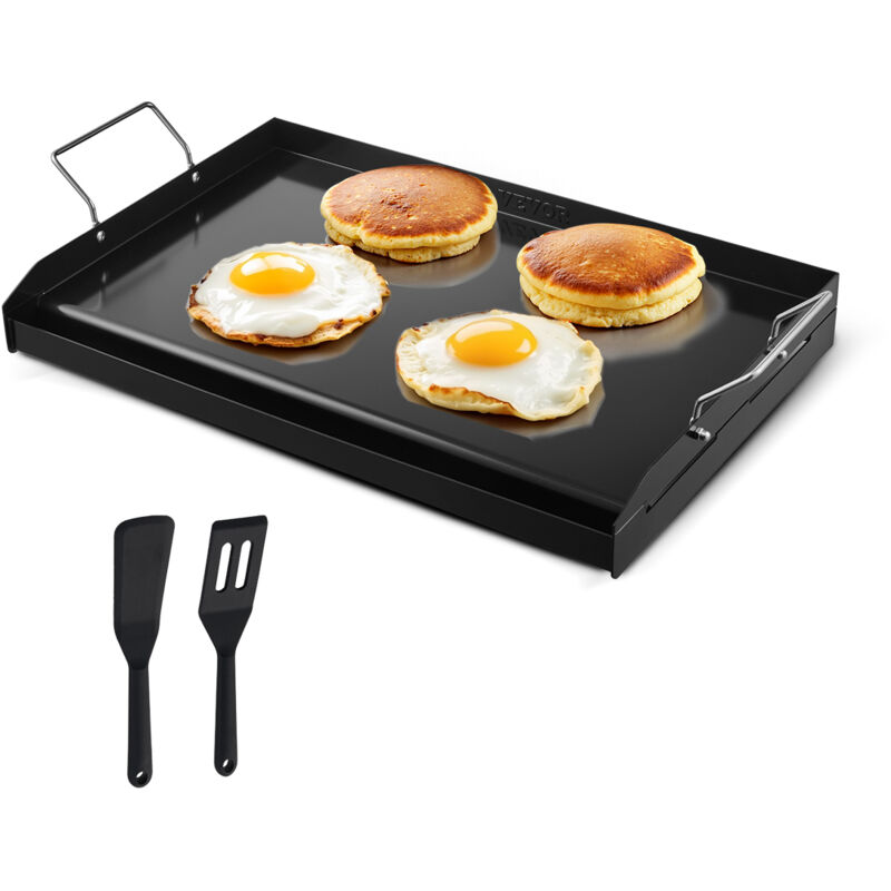 Grillplatte Grillpfanne Karbonstahl universelle rechteckige Platte (605 x 360 mm) mit flacher Oberseite, Gasgrill-Grillplatte für BBQ-Grill