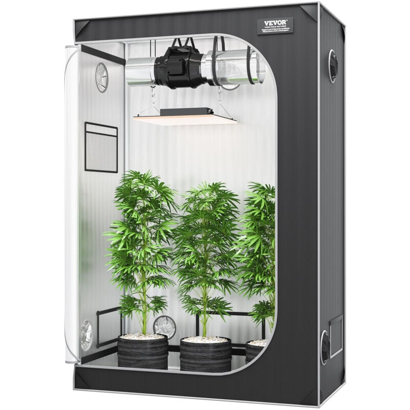 Vevor Growbox 122 x 61 x 183 cm Gewächshaus aus 22 mm Stahl-Rahmen und 2000D Oxford-Gewebe Growtent 60 kg Tragfähigkeit Growschrank Geeignet für 150