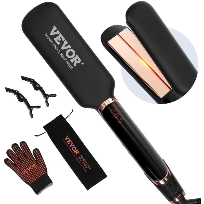 Vevor Haarglätter, 2 Zoll Titan-Glätteisen – mit Infrarot-Technologie, negativen Ionen, schnell aufheizendes Glätteisen mit LCD-Display, 11