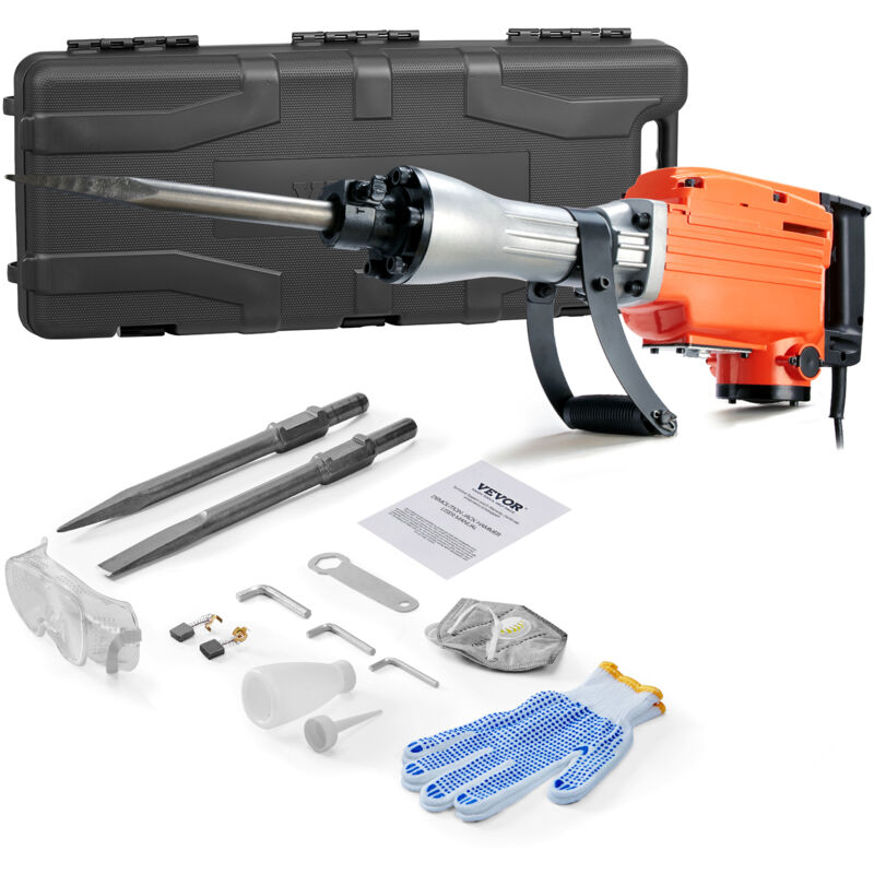 Hochleistungs-Betonbrecher Abbruchhammer 2200 w, 1-1/8 Zoll / 28,6 mm Elektroabbruchhammer, Bohrhammer Betonhammer Stemmhammer 1400 bpm, inkl.