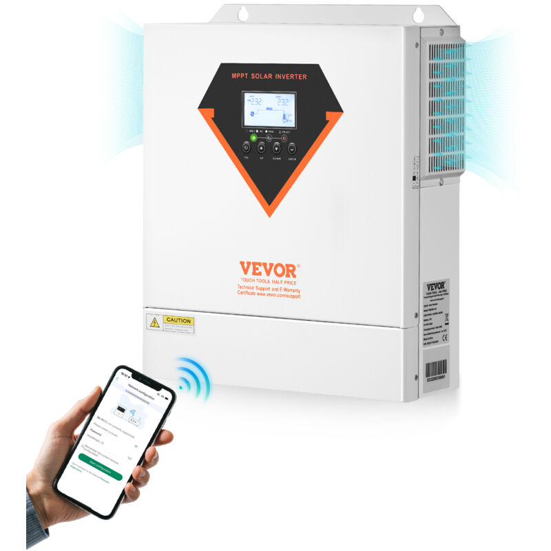 Hybrid-Solarwechselrichter, 3500W, All-in-One-Wechselrichter mit reinem Sinus, 24V dc auf 220/230V ac, mit integriertem 100A MPPT-Solarregler, für