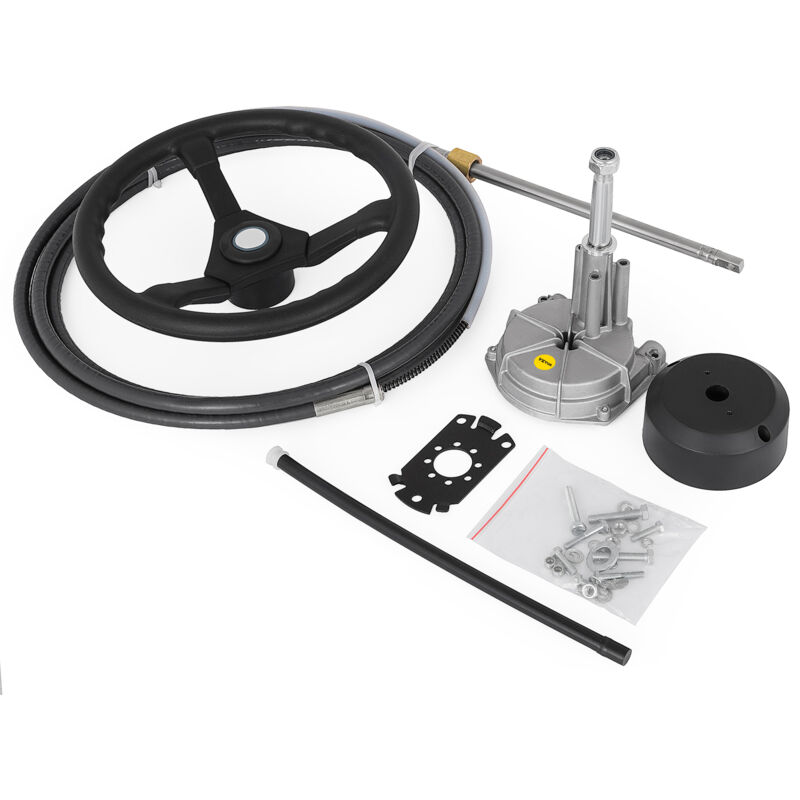 Vevor Hydraulische Lenkung Außenborder mit Kabel 3,96 m SS13713 und Lenkrad 34,3 cm, Hydraulische Lenkung für Boote, Bootszubehör für Reisen
