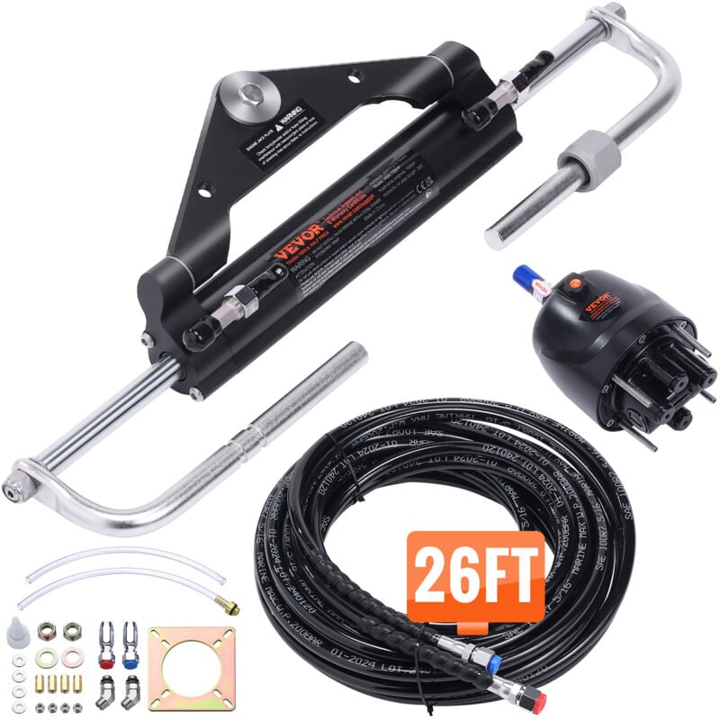 Mophorn - vevor Hydraulisches Außenborder-Lenkset, 150 ps, hydraulisches Lenksystem für Marineboote, mit Steuerpumpe, Zweiwege-Sperrzylinder und 8 m