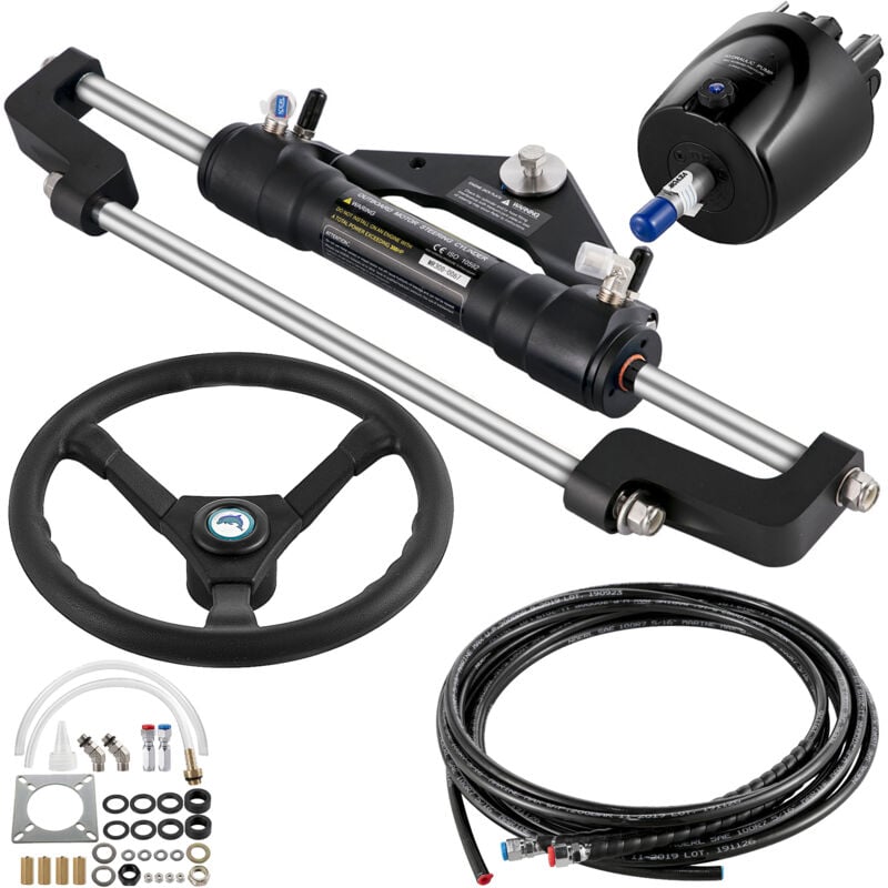 Mophorn Hydraulisches Bootslenkset, 300 PS Hydraulisches Lenkset, Steuerpumpe, Hydraulisches Außenborder-Lenkset mit 4,3 m hydraulischem Lenkschlauch