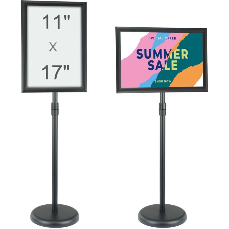 Mophorn - vevor Informationsständer 420 x 297 mm Vertikal & horizontal Verstellbarer Posterständer, Robuster Bodenstehender Schilderhalter mit Runder