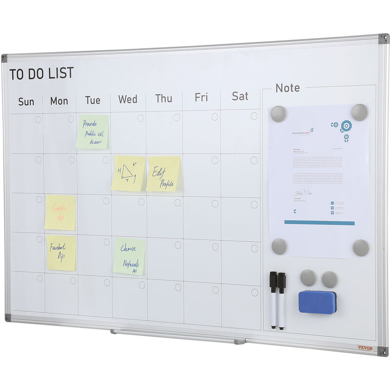 Mophorn - vevor Kalender Whiteboard Beschreibbare Magnettafel 915 x 610 mm, Memoboard Whiteboard inkl. 2 Whiteboard-Stifte +6 Magnete + 1 Magnetische