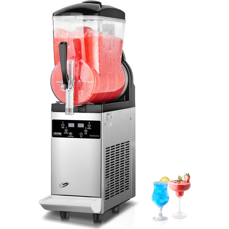 Kommerzielle Slusheis Maschine 12 l Einzeltank-Maschine für gefrorene Getränke, 48 Tassen Edelstahl Slush-Eismaschine mit elektronischem Tastenfeld