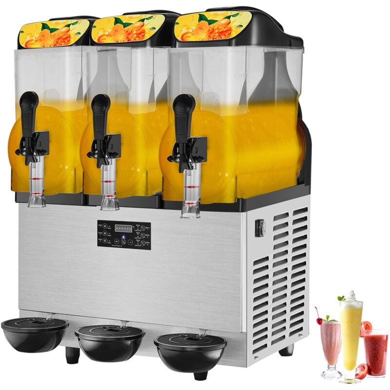 Mophorn - Commercial Slushy Maschine 3 x 12L Triple Bowl 3.2 Gal 72 Tassen Output 220V 1300W Edelstahl Margarita Smoothie Frozen Drink Maker für