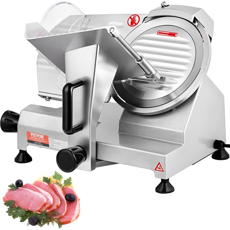 Kommerzieller Fleisch Allesschneider 200 w, Elektrische Aufschnittmaschine Lebensmittelschneider mit 20,32 cm-Kohlenstoffstahlklinge, 0–12 mm