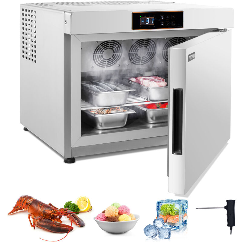 Kommerzieller Schockfroster 32 l Schockkühler mit 4 x 1/3 Tabletts, Schockkühler mit Kühl- und Gefriermodi, Edelstahl-Schockfroster für Lebensmittel