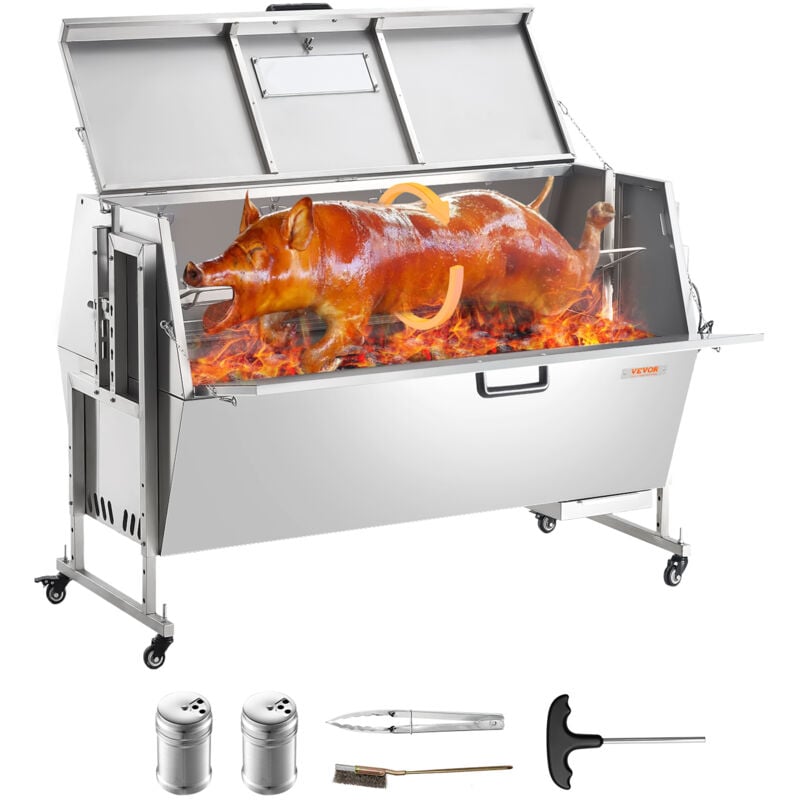 Lammgrill Spanferkelgrill Spießbratengrill 130 kg BBQ-Spießgrill (60 w) für Schwein Lamm Ziege, kommerzielle Drehspießröster mit feststellbaren