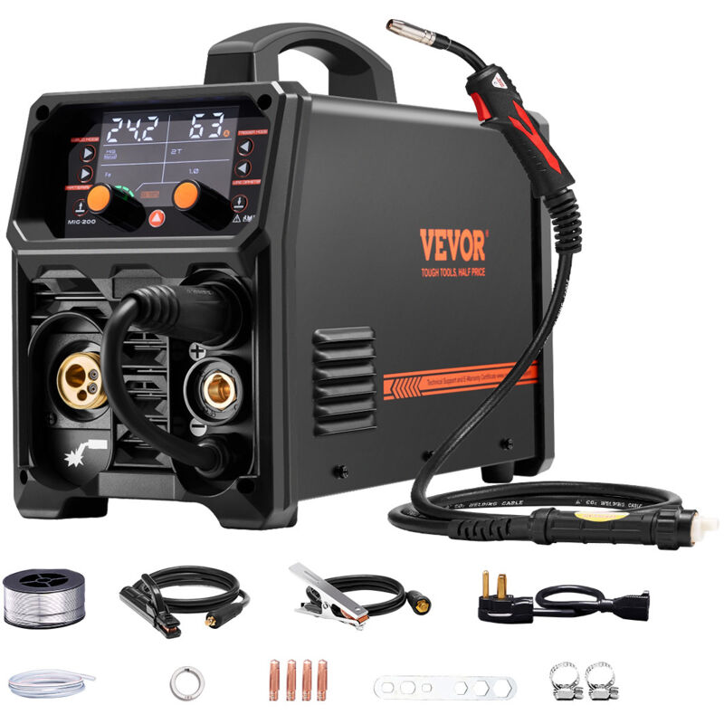 MIG-Schweißgerät, 200 a synergetische MIG-Schweißmaschine, 4-in-1-Gas-MIG/Flux Core-MIG/Stick/Lift-TIG-Mehrprozess-Welder mit