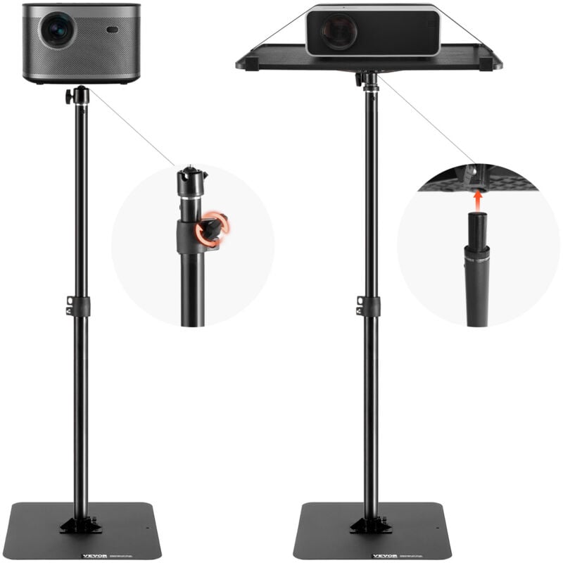 Projektorständer Projektor Bodenständer, höhenverstellbar von 77 bis 161 cm, Projektorhalterung mit Ablage, ideal für Filme im Freien Zuhause im Büro