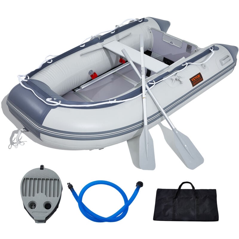 Vevor Schlauchboot, 4-Personen-Sportboot mit Heckspiegel, Marine-Holzboden und verstellbarer Aluminiumbank, 453,6 kg Aufblasbares Fischerbootfloß,