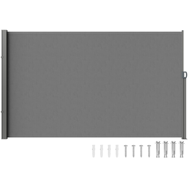 VEVOR Seitenmarkise 180 x 350 cm Seitenwandmarkise aus 180 g/m² Polyestergewebe mit PU-Beschichtung Markise einziehbarer Griff mit Federmechanismus