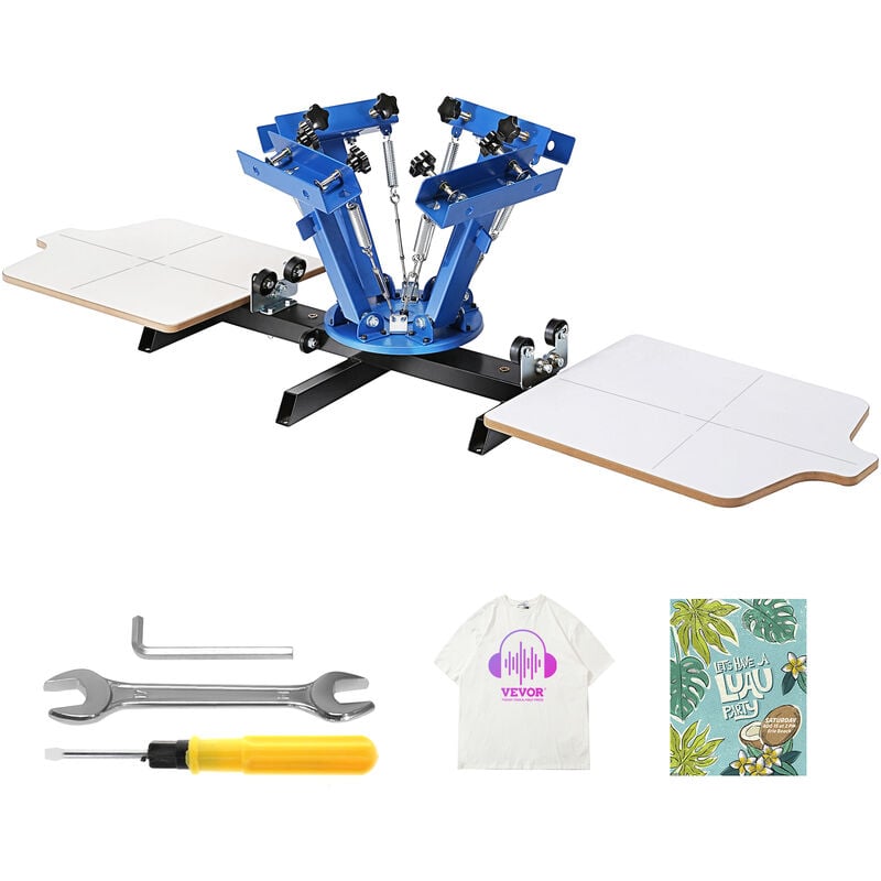 Vevor Siebdruckpresse T-Shirt Siebdruckmaschine 4 Farben + 2 Stationen, T-Shirtpresse, Hitzepresse Transferpresse diy Ausrüstung Drucker, Textildruck