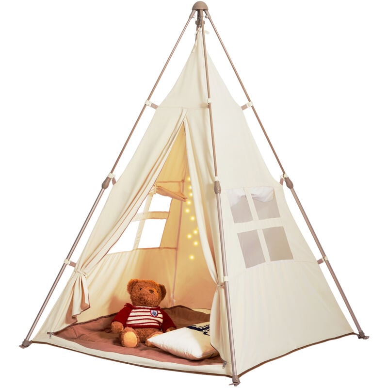 Vevor Spielzelt für Kinder, Tipi-Zelt für Kinder von 1–5 Jahren, faltbares Kleinkinderzelt mit Matte und Tragetasche, Zelt für Kinder mit Fenstern