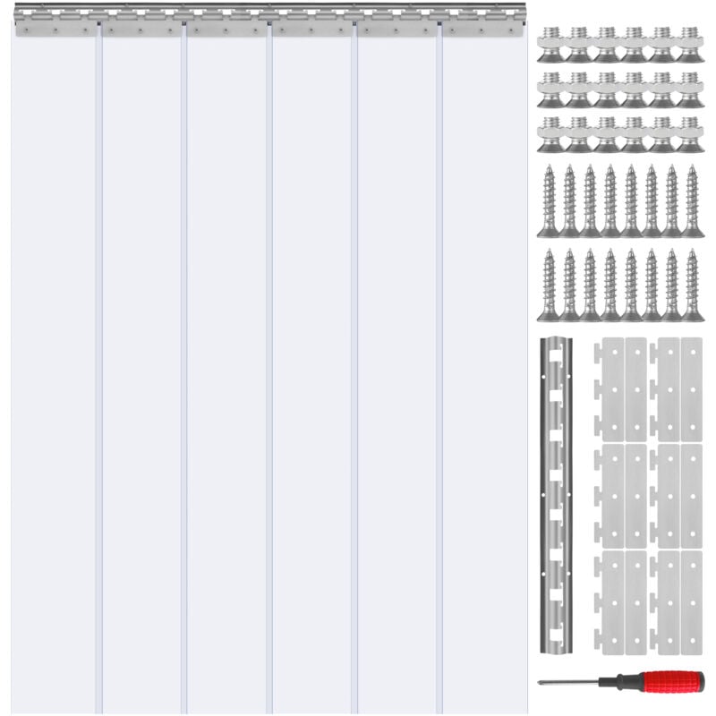 Streifenvorhang, 213,4 cm Höhe x 96,5 cm Breite, 0,2 cm Dicke, 6 Stück transparenter PVC-Streifen-Türvorhang, Gefrierschrankvorhang,
