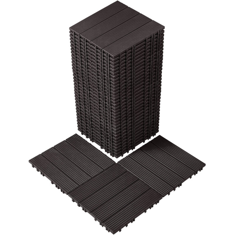 Terrassenfliesen, 36er-Set, Balkonfliesen 30x30cm, Klickfliesen, wasserdichter Kunststoff-Bodenbelag für den Außenbereich, Terrassenbodenbelag für