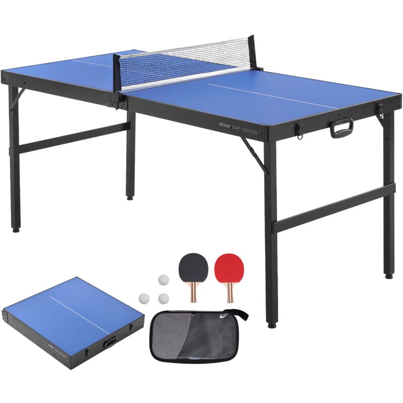 Tischtennistisch Ping-Pong-Tisch, mittelgroße tragbare Tischtennisplatte, Tischtennisplatte aus mdf zusammenklappbar komplettes Set mit Netz, 2