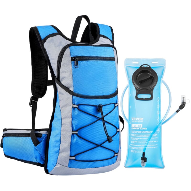 Trinkrucksack 15 l isolierter Rucksäcke mit 3 l TPU-Wasserblase Laufrucksack Wanderrucksäcke für Radfahren Laufen Ausflug Schwarz,