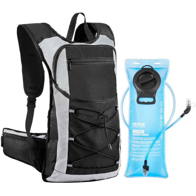 VEVOR Trinkrucksack 15 L isolierter Rucksäcke mit 3 L TPU-Wasserblase Laufrucksack Wanderrucksäcke für Radfahren Laufen Ausflug Schwarz,