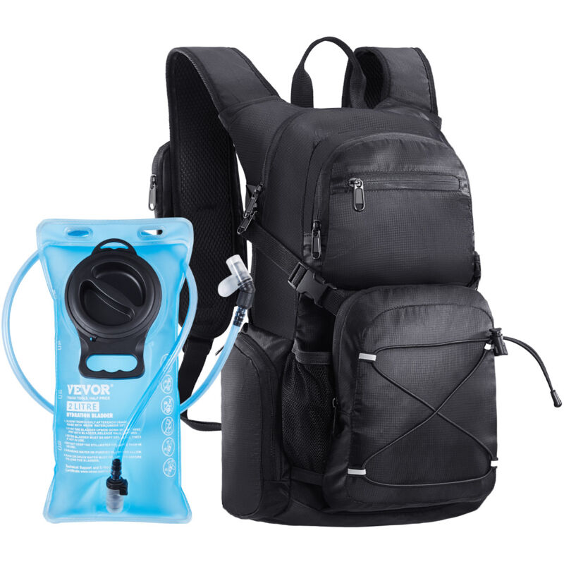 Trinkrucksack 25 l isolierter Rucksäcke mit 2 l TPU-Wasserblase Laufrucksack Wanderrucksäcke für Wandern Radfahren Laufen Ausflug Klettern Schwarz,