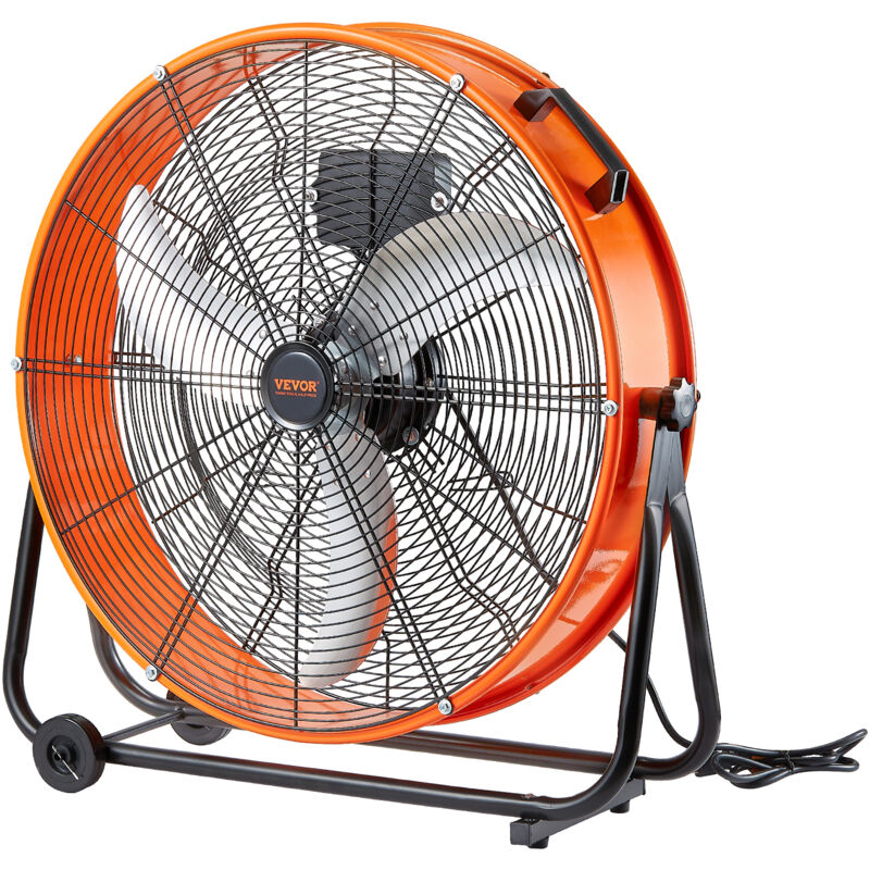 Trommelventilator, Bodenventilator, Industrieventilator, 3 Gang, 8600 cfm, 360° verstellbare Neigung, 0-2-Stunden-Timer, Standventilator,