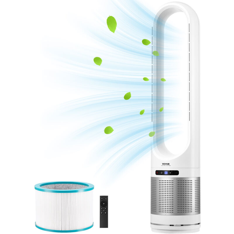 VEVOR Turmventilator ohne Flügel, 4,7 m/s schneller Standventilator, 80° oszillierende Ventilatoren mit 8 Gang, 8-Stunden-Timer, H13-HEPA-Filterung,