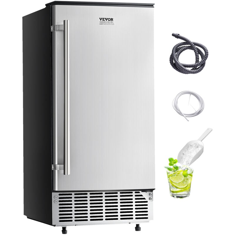 Unterbau Eismaschine Eisbereitrer Eiswürfelbereiter 36 kg/Tag Unterbau-Eismaschine mit umkehrbarer Tür aus Edelstahl, Eismaschine für gewerbliche