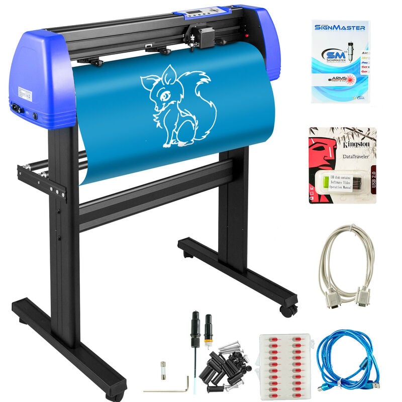 Schneideplotter 870 mm Folienplotter Plotter Vinyl Schneideplotter mit Sign Master Plotter Folienschneider Schwarz und Blau - Vevor
