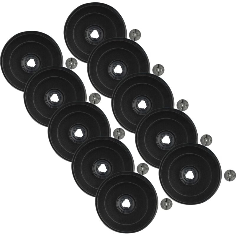 vhbw 10x Aktivkohlefilter kompatibel mit Küppersbusch D 600 WZ, LB 633.0 B, D 600 BZ, D 600 JZ, LB 633.0 W Dunstabzugshaube - 23 cm