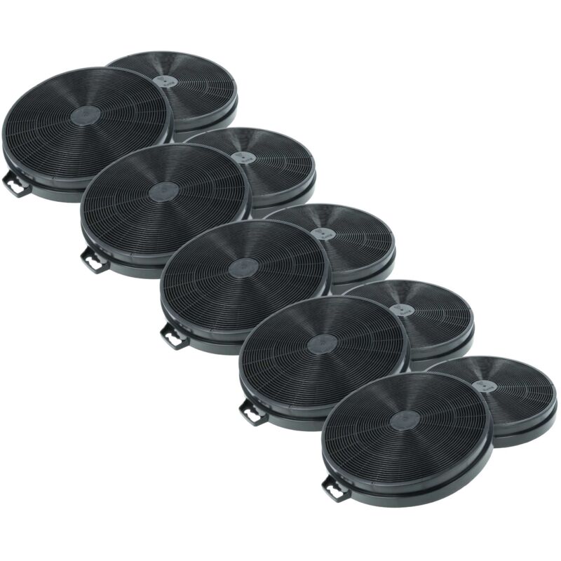 vhbw 10x Aktivkohlefilter kompatibel mit Whirlpool CPUN 900 IXP 650, KFLATKAPPAR 900, KLF 1500 DX, EBCLR Dunstabzugshaube - 20,2 cm