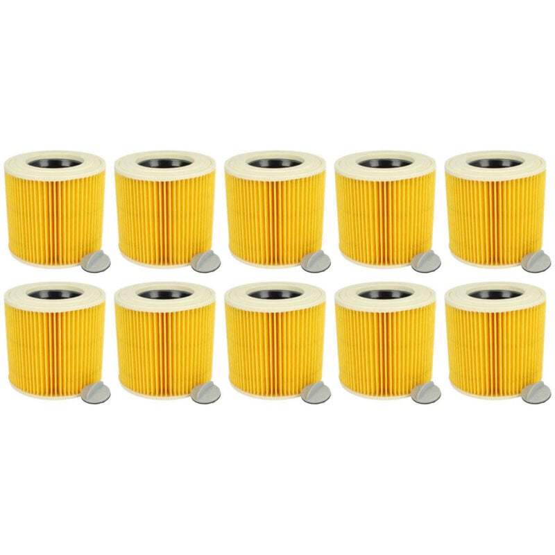 10x Patronen-Filter kompatibel mit Staubsauger, Saugroboter, Mehrzwecksauger Ersatz für Kärcher 6.414-789.0 - Vhbw