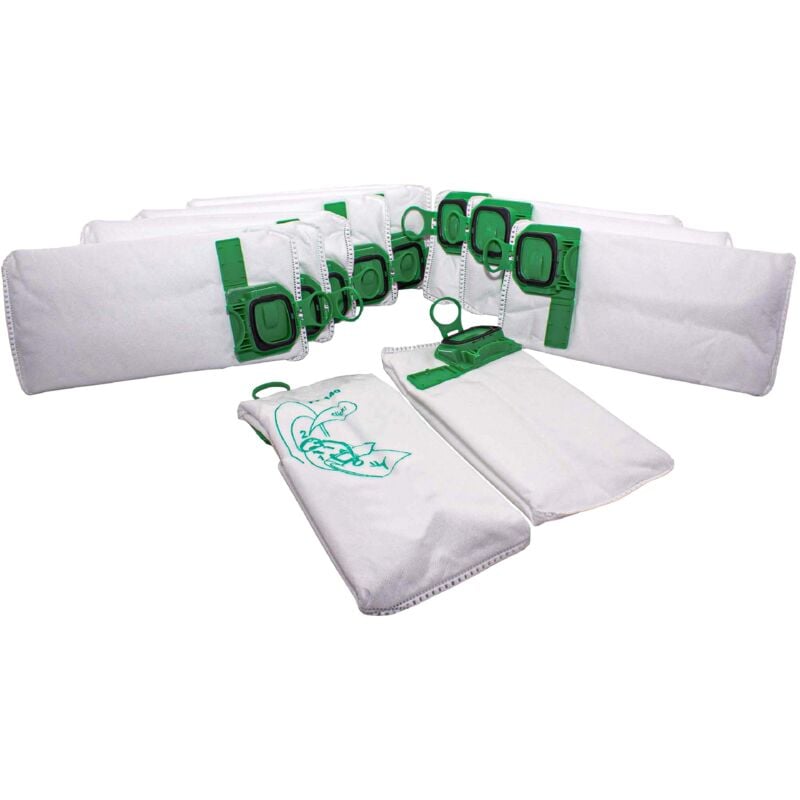 10x Staubsaugerbeutel Ersatz für Vorwerk FP140/150 für Staubsauger - Mikrovlies, 26cm x 14cm, Grün, Weiß - Vhbw