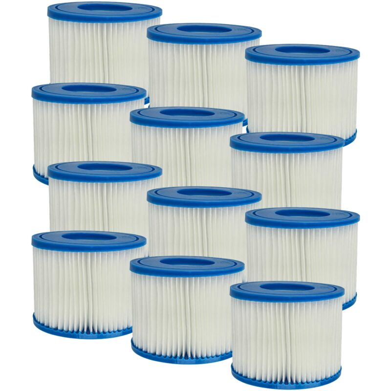 vhbw 12x Filterkartusche Typ VI kompatibel mit Bestway Lay-Z-Spa Paris, Palm Springs Pool - Ersatzfilter Blau Weiß