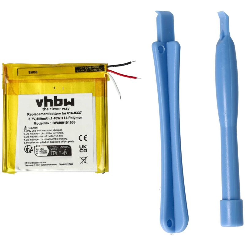 Vhbw - 1x Akku Ersatz für Apple 616-0333, 616-0332, 616-0337 für MP3-Player Musik Player (450 mAh, 3,7 v, Li-Polymer)