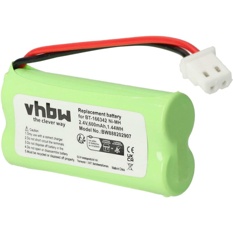 Vhbw - 1x Akku Ersatz für Motorola BT183342, BT283342 für Babyphone Babytalker (600 mAh, 2,4 v, NiMH)