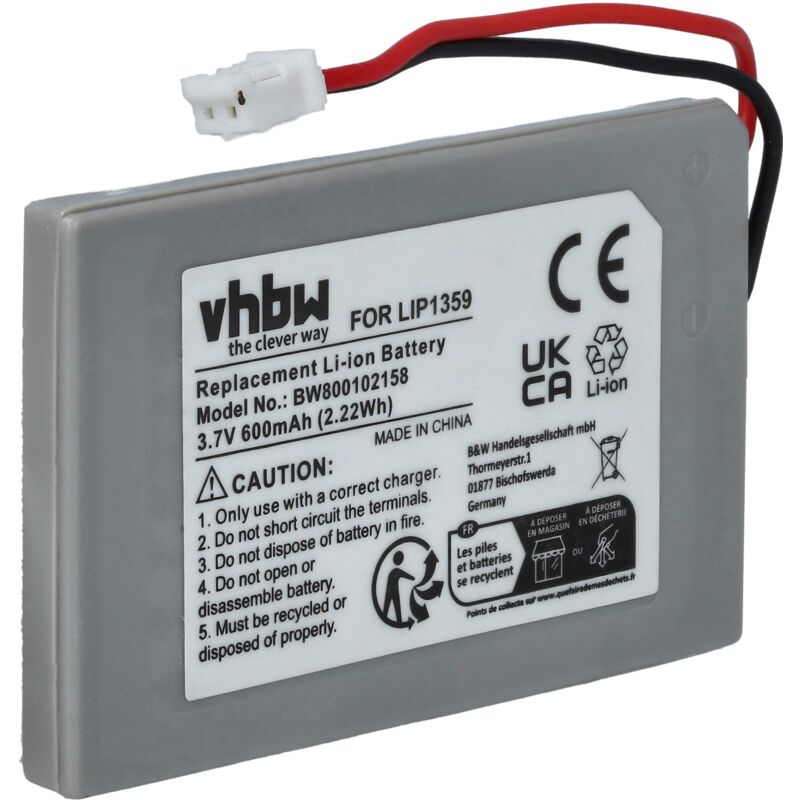 Vhbw - 1x Akku kompatibel mit Sony Playstation3 PS3 Sixaxis Wireless Controller Gamepad Controller (600 mAh, 3,7 v, Li-Ion)