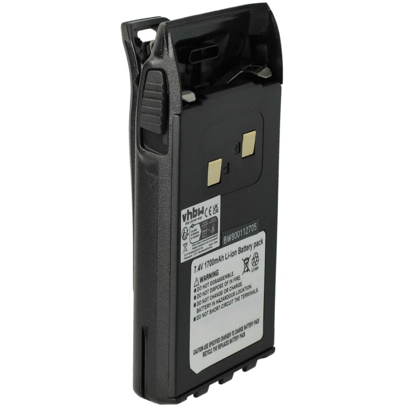 Vhbw - 1x Akku kompatibel mit Wouxun KG-UVD1P, KG-UV6D, KG-UVD1 Funkgerät, Walkie Talkie (1700 mAh, 7,4 v, Li-Ion) + Gürtelclip