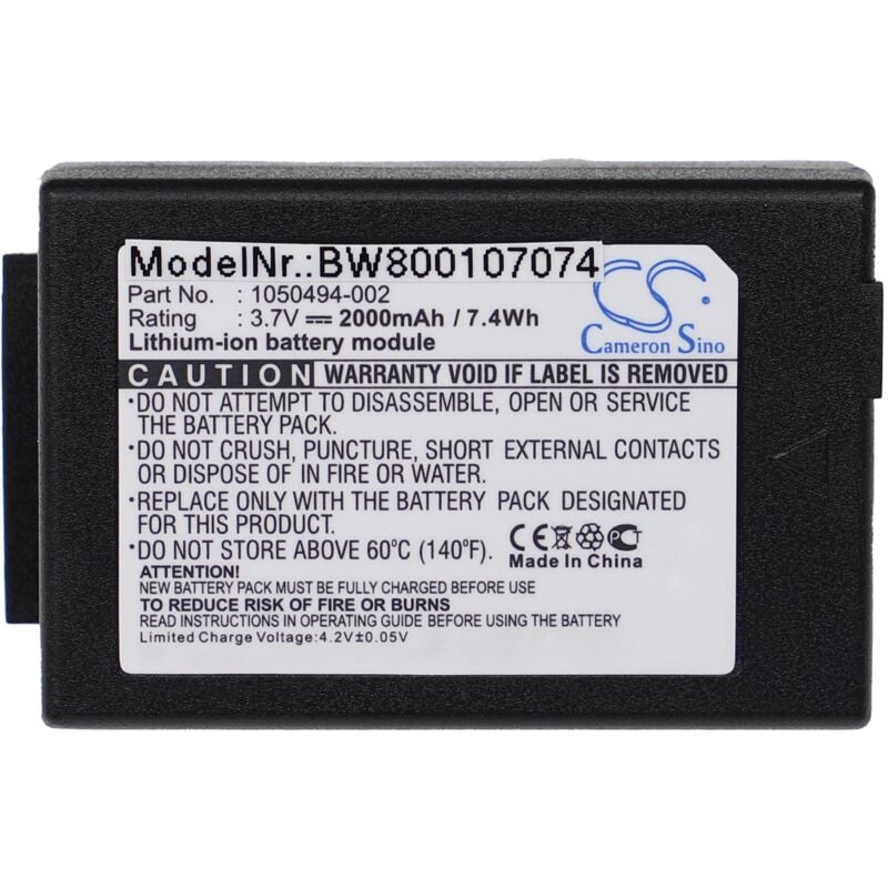 vhbw 1x Akku kompatibel mit Zebra WorkAbout Pro 2, 3 Handheld Computer Scanner (2000 mAh, 3,7 V, Li-Ion)
