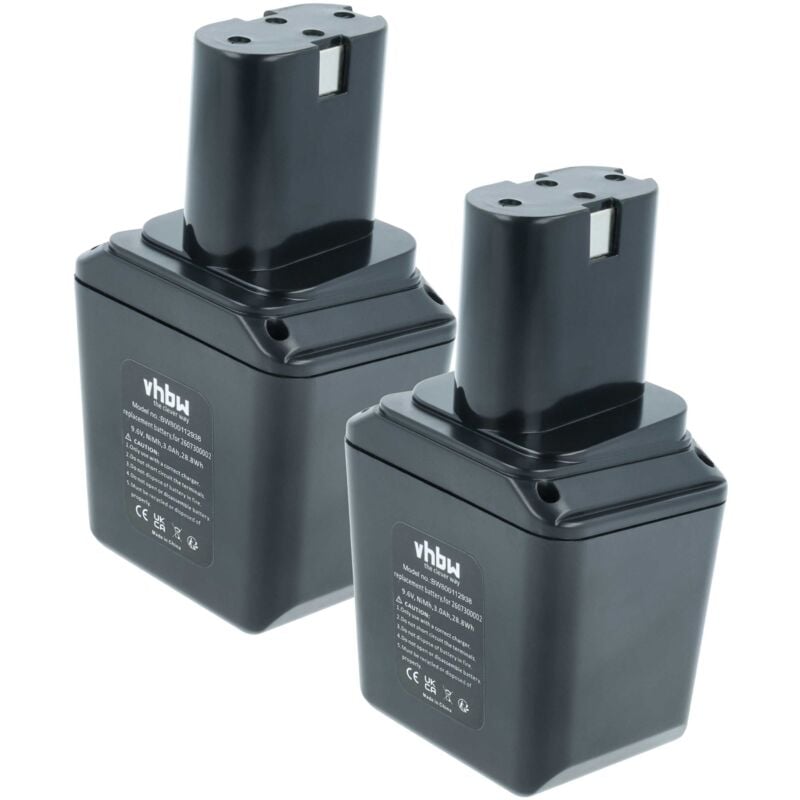 Vhbw - 2x Akku kompatibel mit Bosch PSR-Serie 1. Generation Werkzeug (3000 mAh, NiMH, 9,6 v)