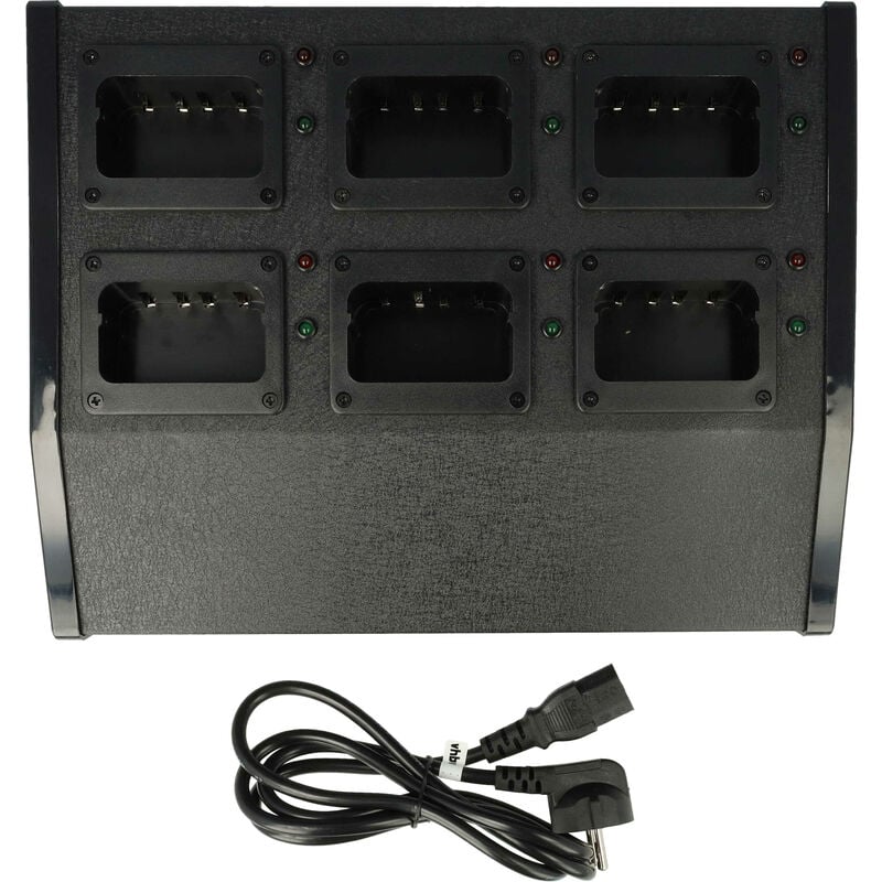 6-fach Ladegerät kompatibel mit Kenwood KNB-14, KNB-16, KNB-15A, KNB-15, KNB-14N, KNB-14A Funkgerät-Akkus - Ladestation, 8,4 v - Vhbw