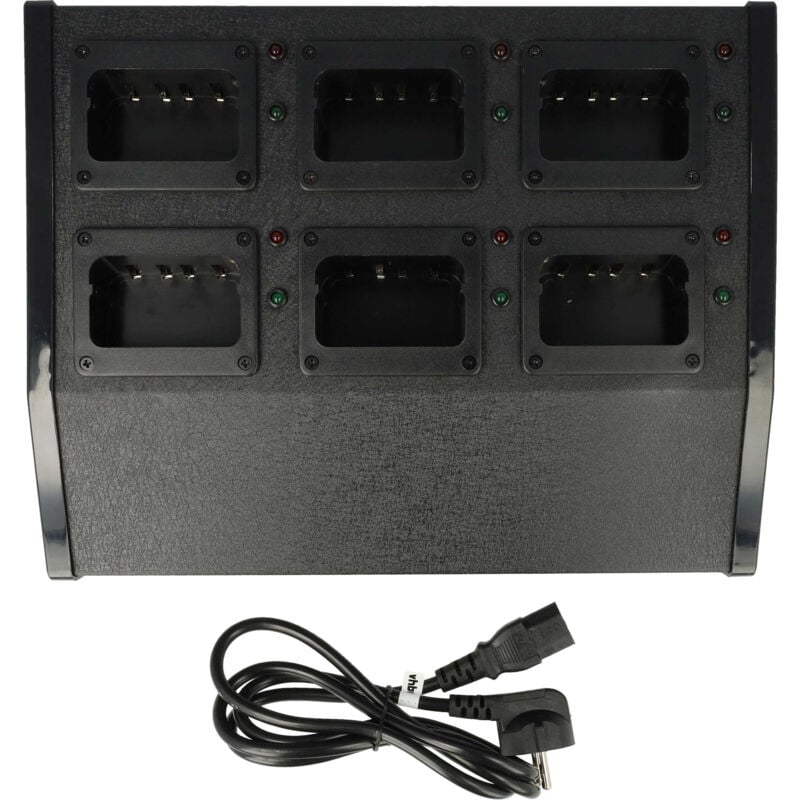 6-fach Ladegerät kompatibel mit Kenwood TK-190, TK-180, TK-2200LP, TK-2202, TK-2200 Funkgerät-Akkus - Ladestation, 8,4 v - Vhbw