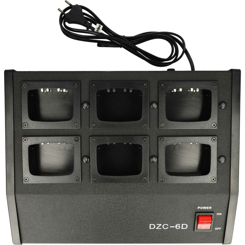 vhbw 6-fach Ladegerät kompatibel mit Motorola GP280, GP240, ATS2500, GP1280, GP140 Funkgerät-Akkus - Ladestation, 9,6 V, 0,5 - 0,9 A